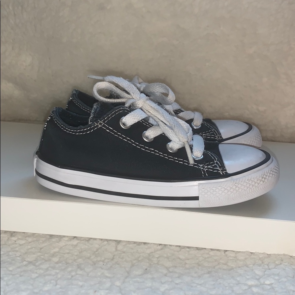 Black Double Tongues Toddler Converses size 8T